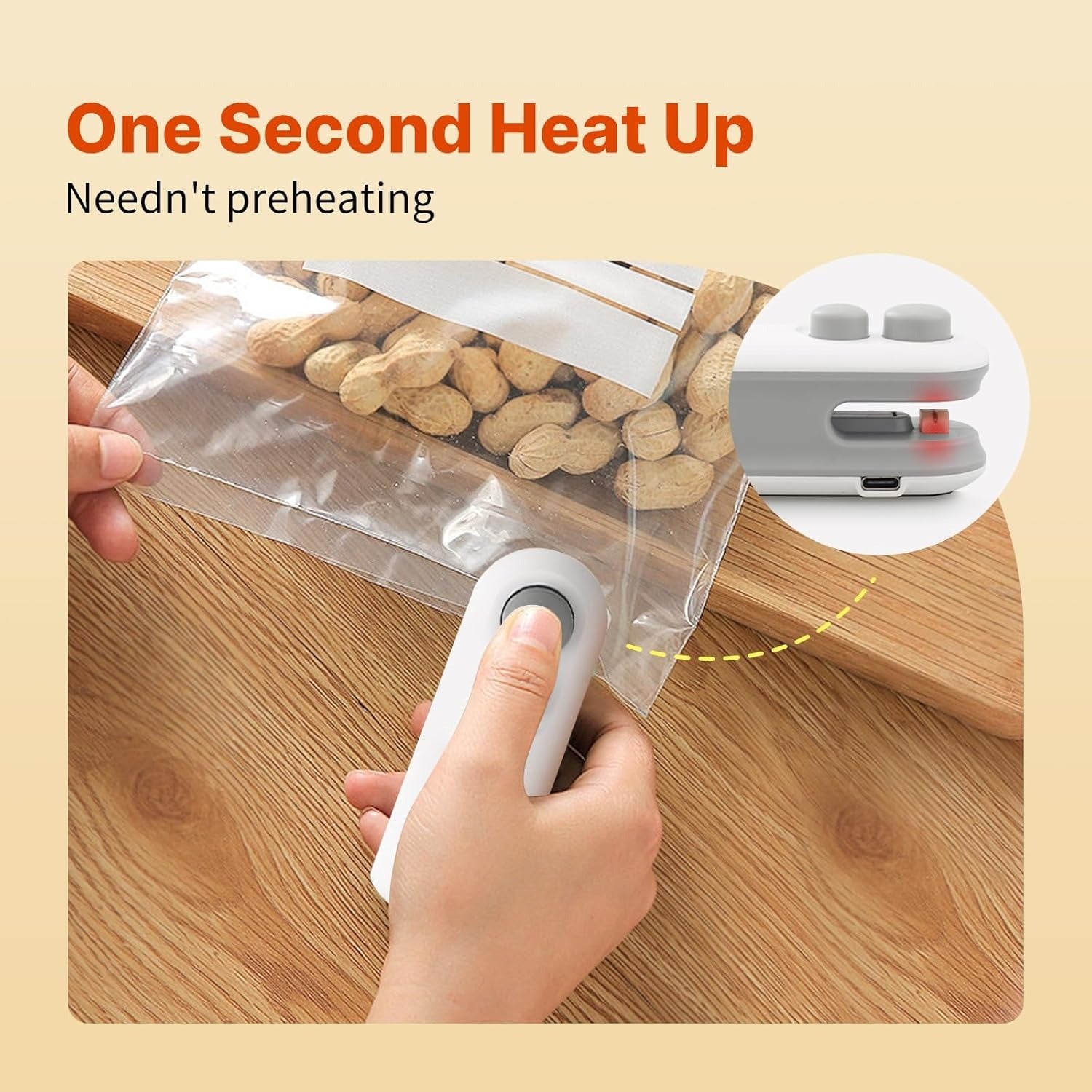 Mini Heat Sealing Machine 2-in-1 Cutter & Sealer β USB Rechargeable Food Bag Sealer