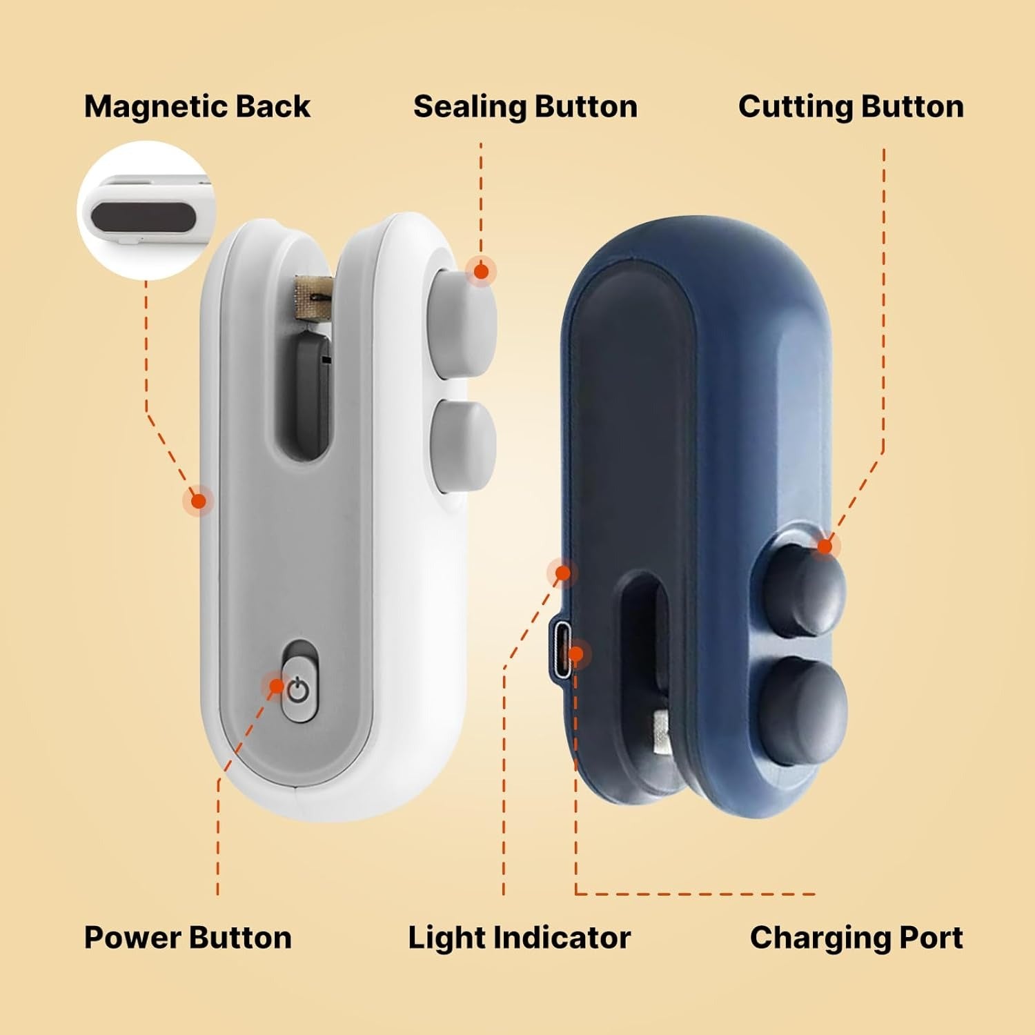 Mini Heat Sealing Machine 2-in-1 Cutter & Sealer β USB Rechargeable Food Bag Sealer