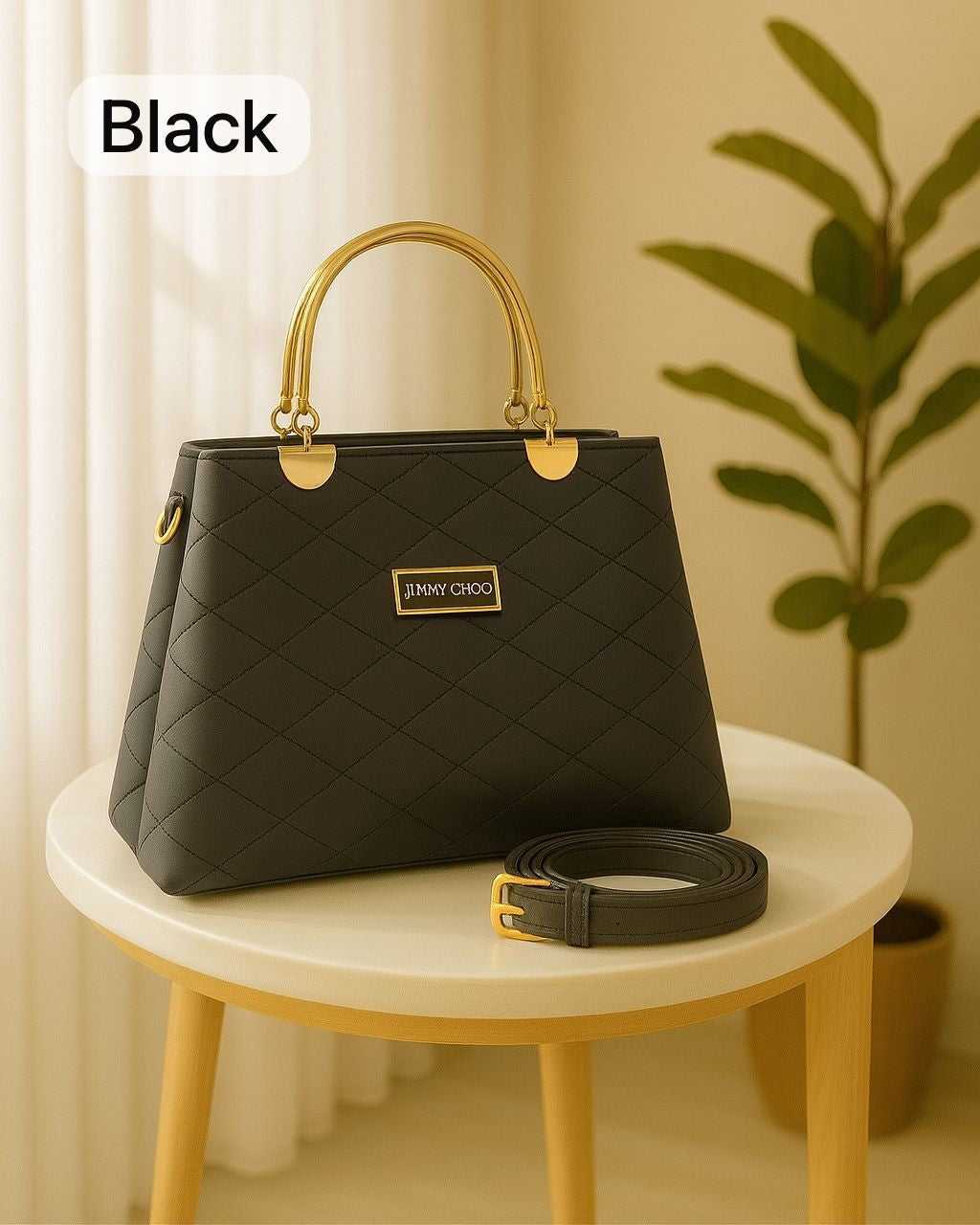 Premium Quilted Faux Leather Handbags – Elegant Shoulder Tote Collection with Golden Metal Handles