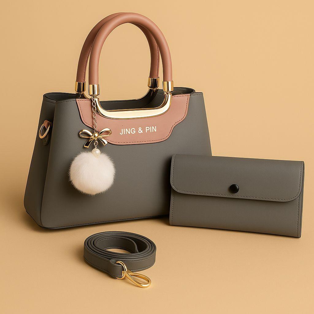 Premium “JING & PIN” Ladies Handbag Collection – Stylish Shoulder Bag with Clutch & Strap Option
