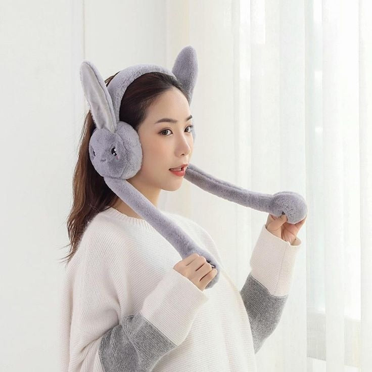 🐰 Cute Jumping Rabbit Earmuffs Hat – Plush Moving Ears Airbag Toy Cap for Kids