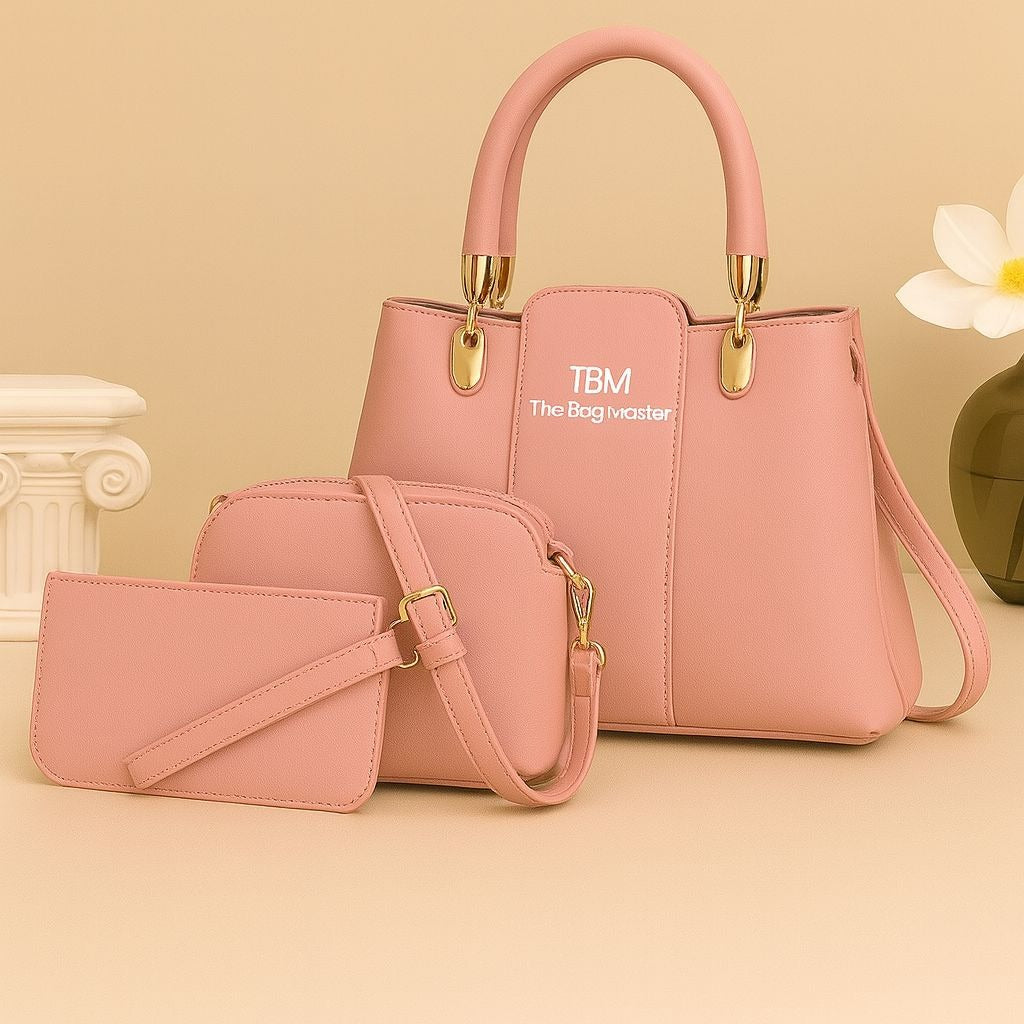 3 Pieces Ladies Handbag Set – Elegant Design Premium Quality Smooth Finish Easy Carry