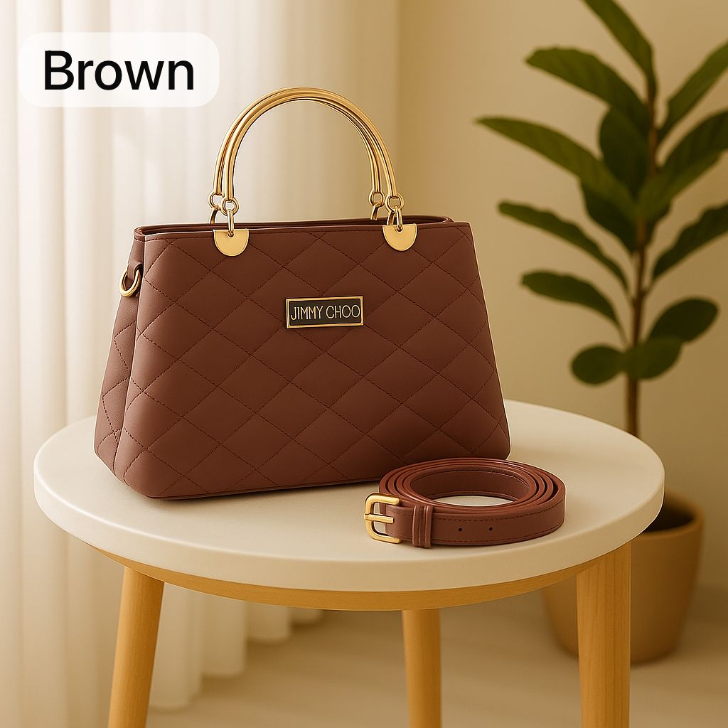 Premium Quilted Faux Leather Handbags – Elegant Shoulder Tote Collection with Golden Metal Handles