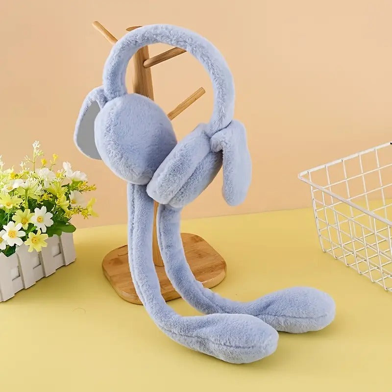 🐰 Cute Jumping Rabbit Earmuffs Hat – Plush Moving Ears Airbag Toy Cap for Kids